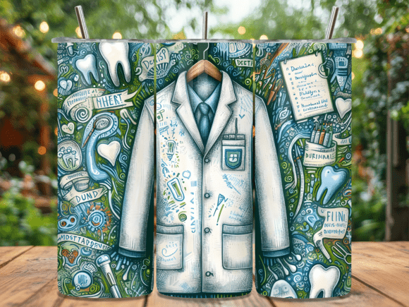 Dentist Coat Doodle Art Tumbler Wrap