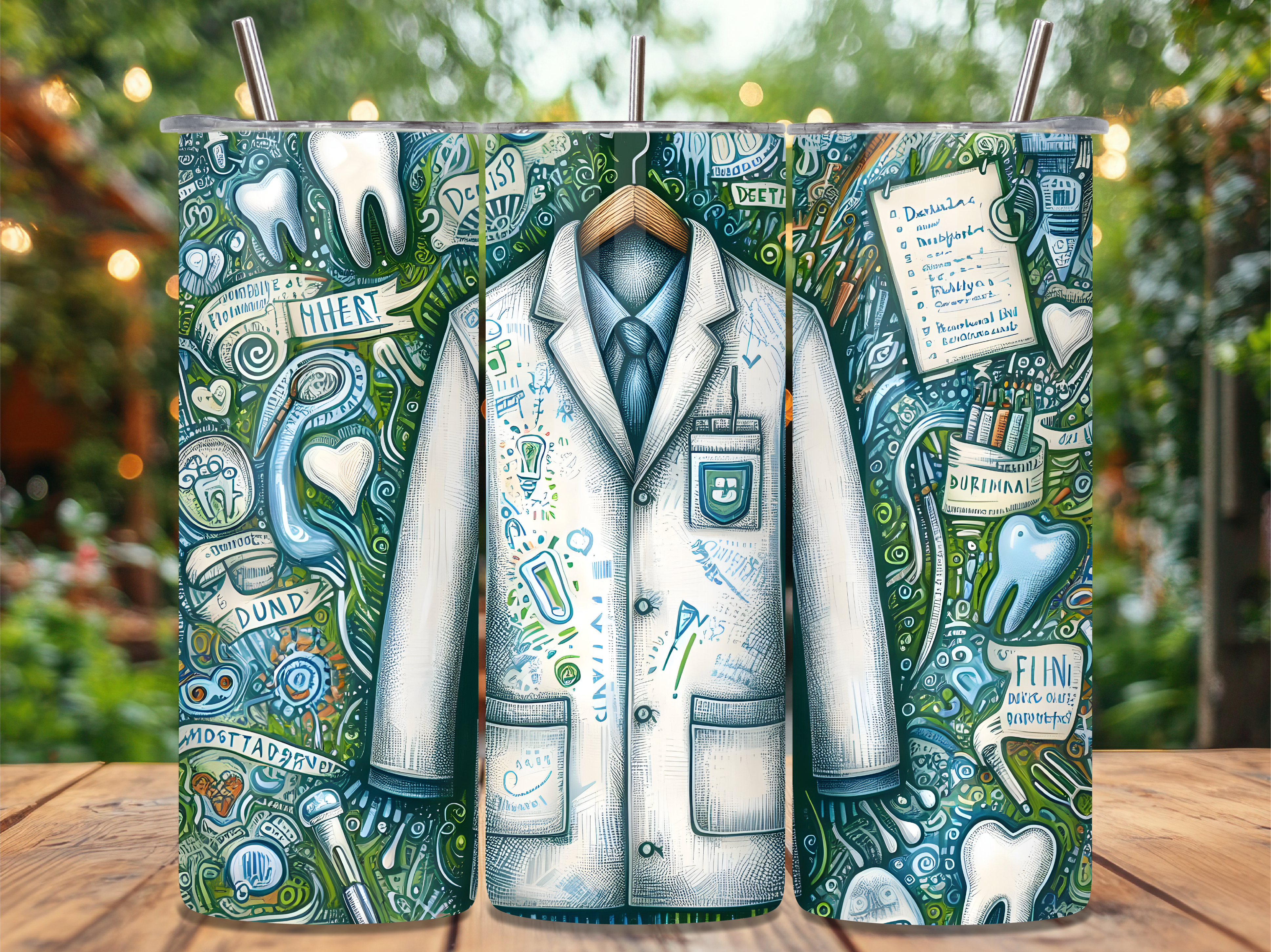 Dentist Coat Doodle Art Tumbler Wrap