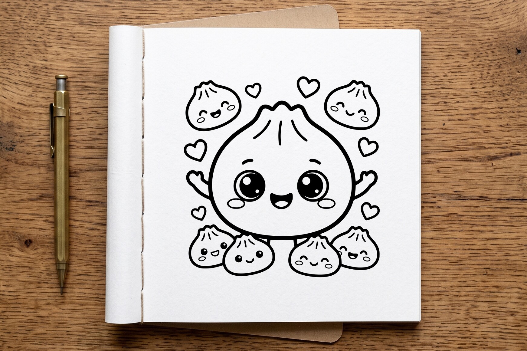Dumpling Character Coloring Page