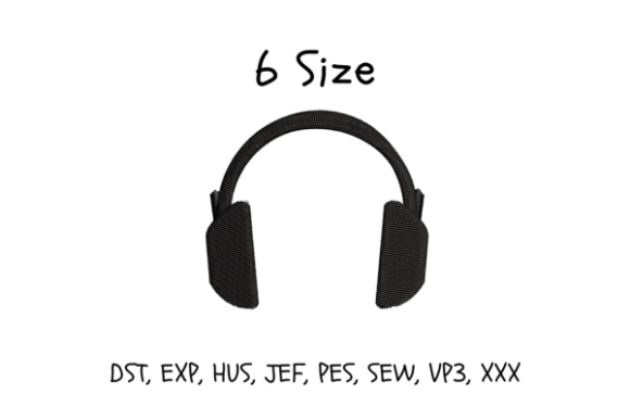 Headphones Embroidery Design