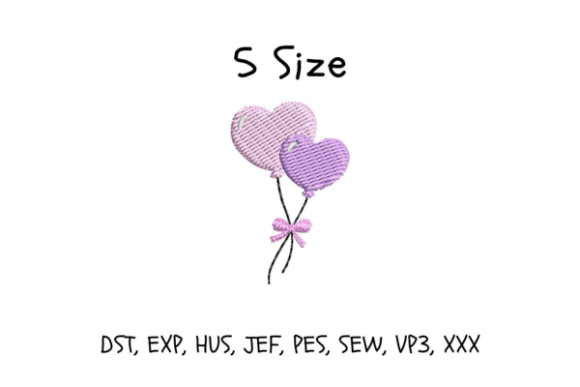 Heart Balloon Embroidery Design