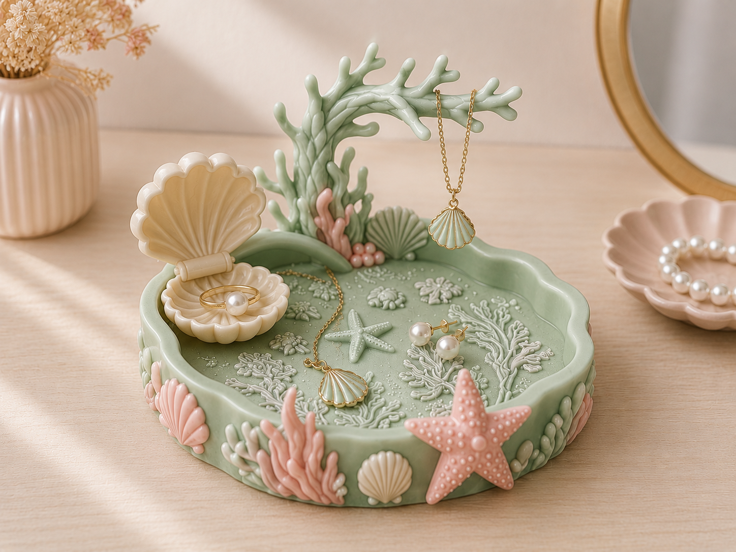 Mermaid Jewelry Dish STL | Ocean Trinket Tray for 3D Printing - Image 5
