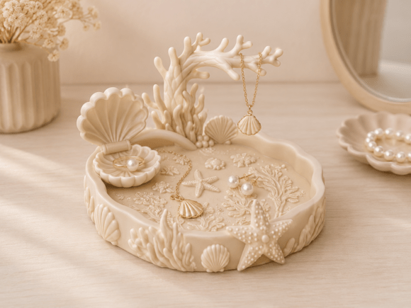 Mermaid Jewelry Dish STL | Ocean Trinket Tray for 3D Printing - Image 3