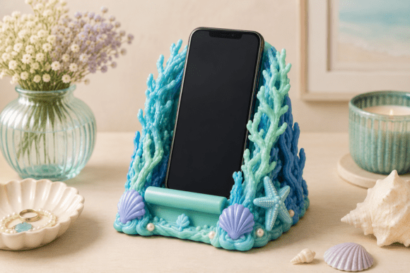 Mermaid Phone Holder STL | Under Sea 3D Print Model - Image 3