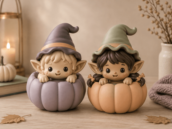 Mini Pumpkin Elfs STL Set | Cute Autumn 3D Print Models - Image 2
