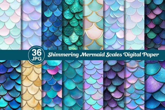 Shimmering Mermaid Scales Digital Paper