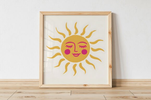 Smiling Sun Face Boho Celestial Art