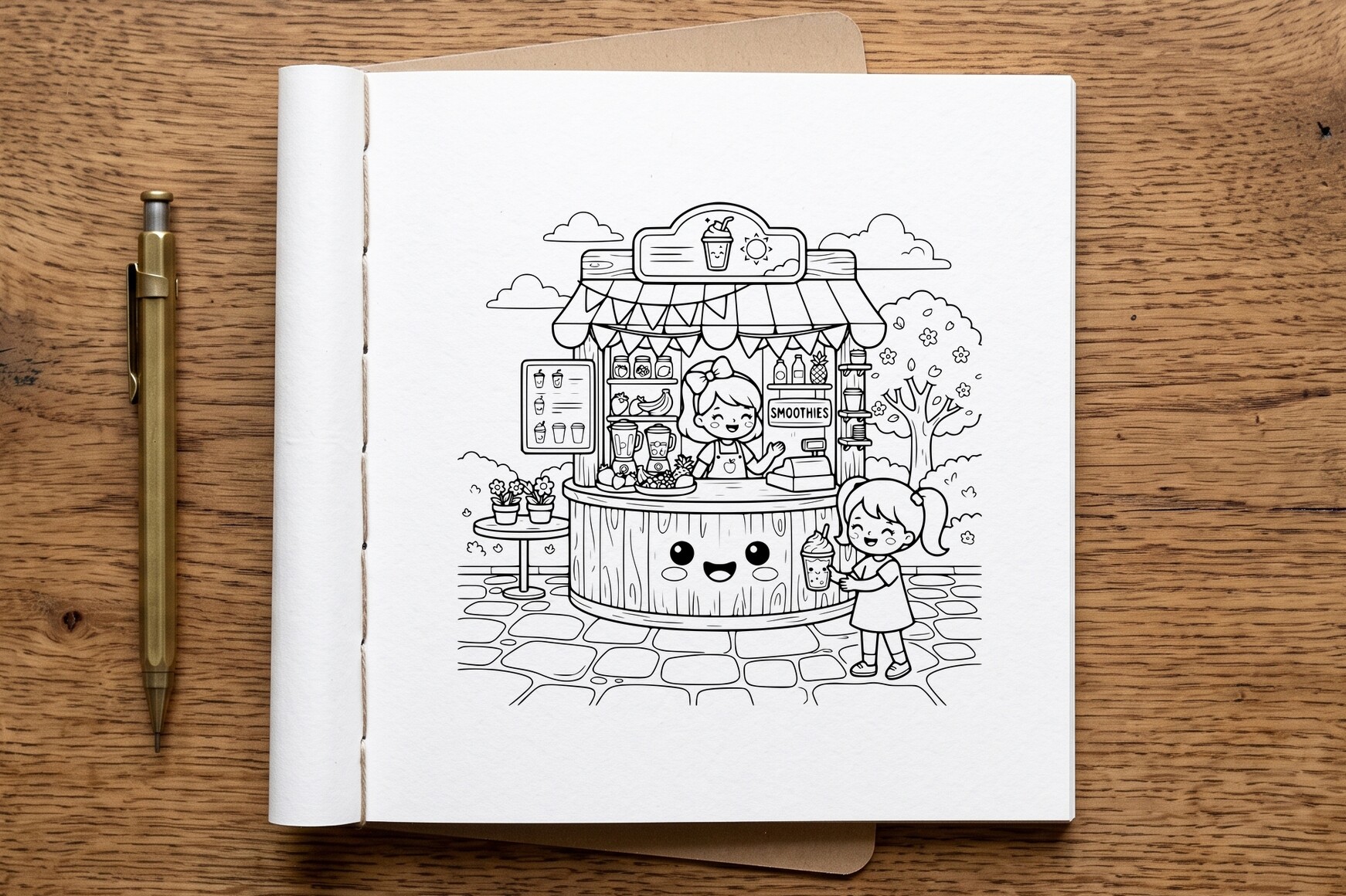 Smoothie Stand Girl Coloring Page
