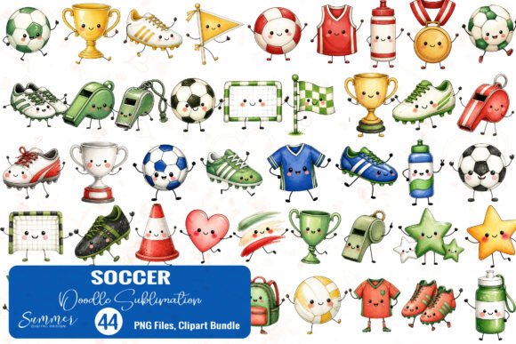 Soccer Football Doodle Clipart Bundle