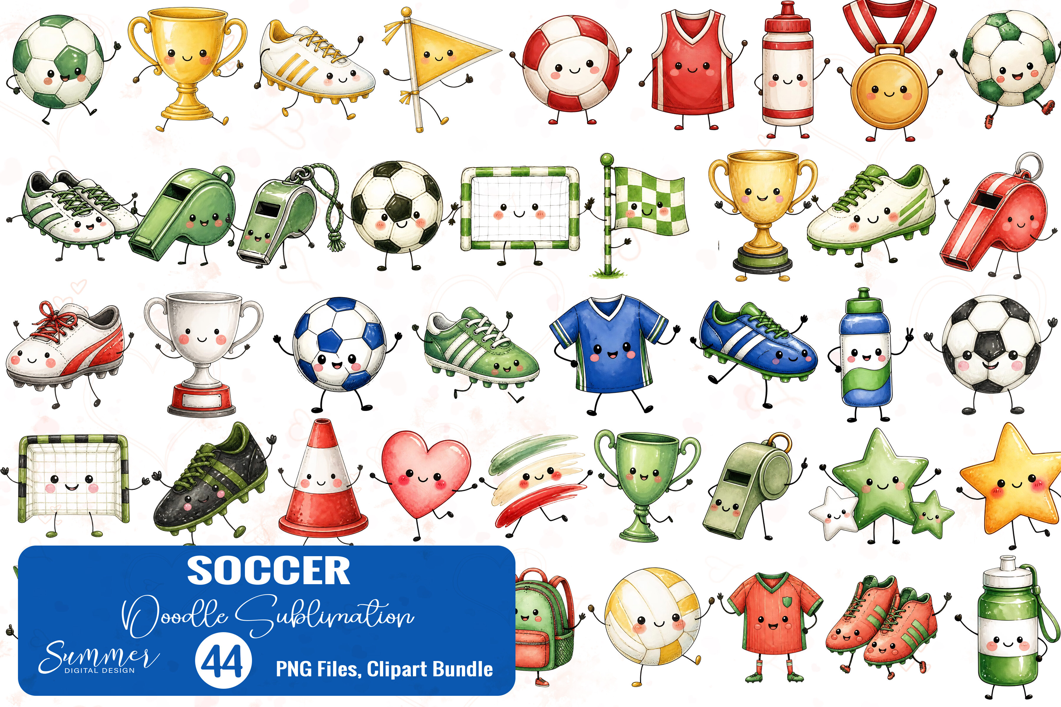 Soccer Football Doodle Clipart Bundle