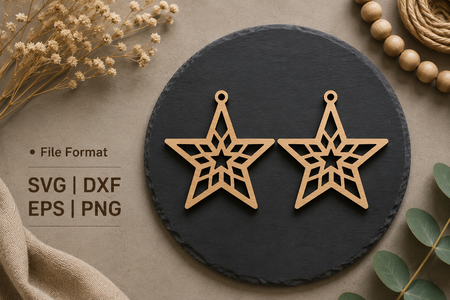 Star Snowflake Earrings · Creative Fabrica