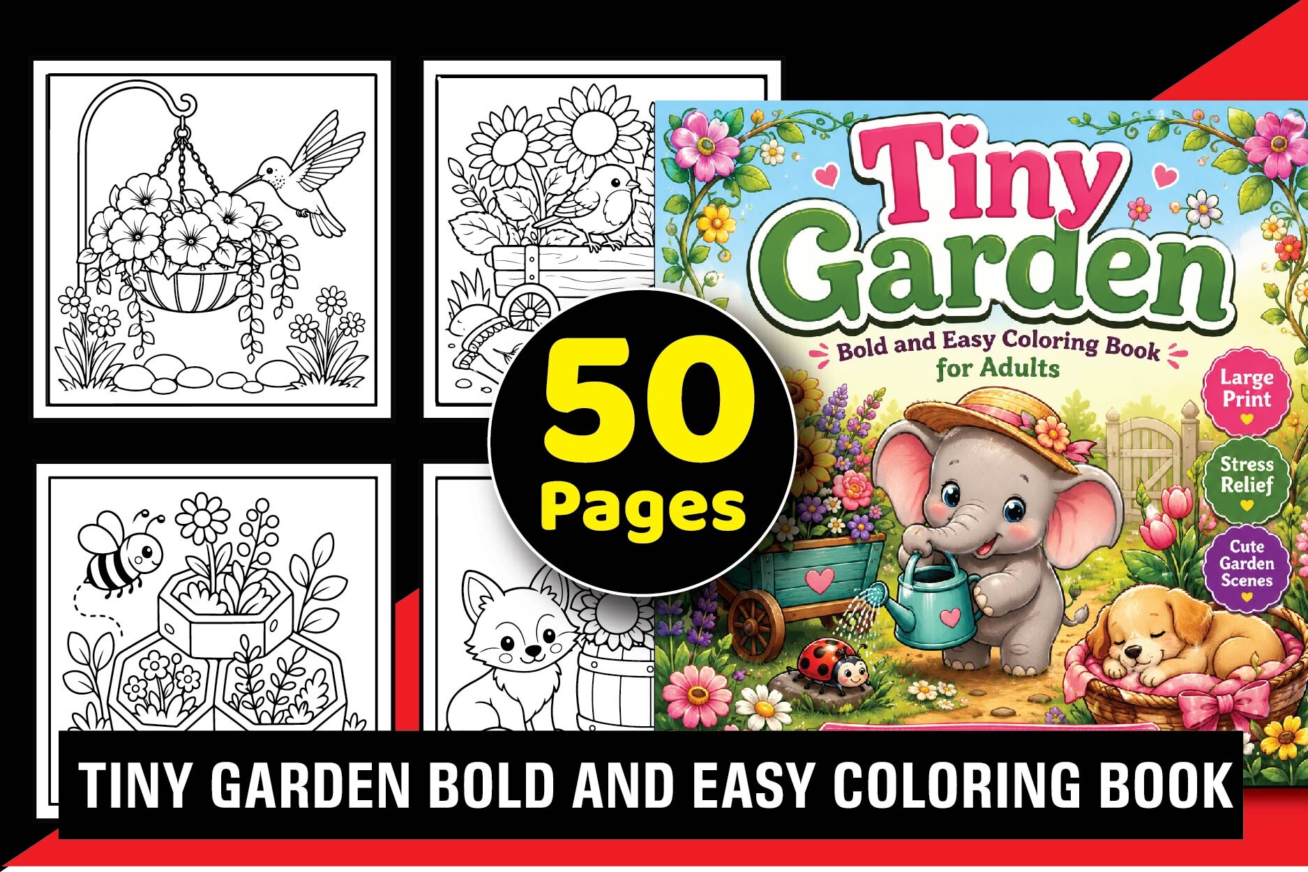 Tiny Garden Bold Coloring Book