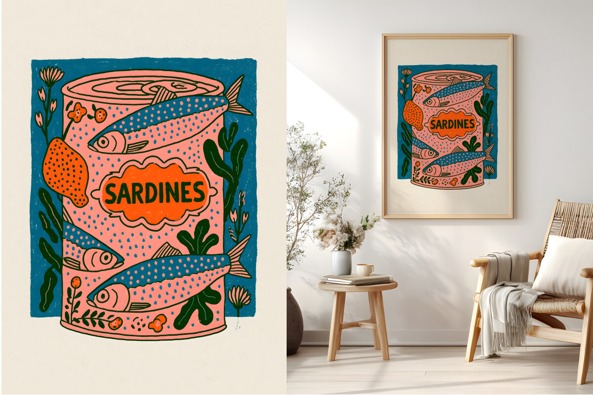 Vintage Sardine Poster Kitchen Wall Art