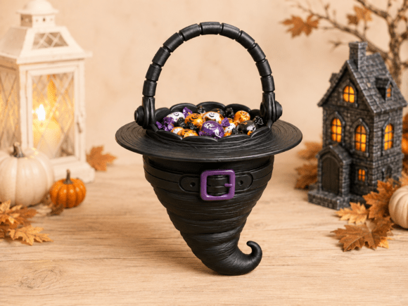 Witch Hat Candy Basket STL | Halloween 3D Print Model - Image 3