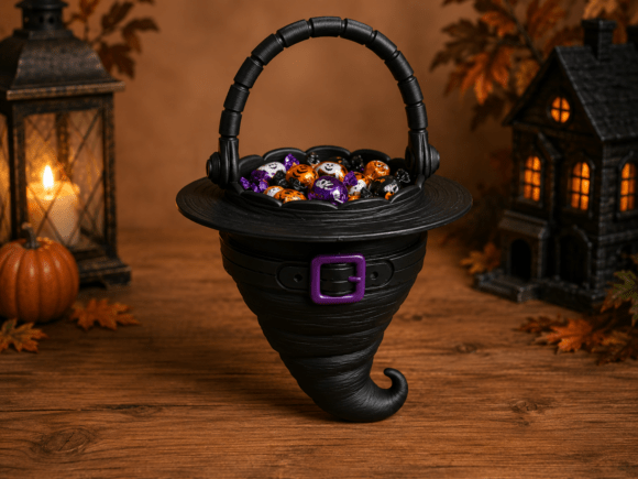 Witch Hat Candy Basket STL | Halloween 3D Print Model - Image 4