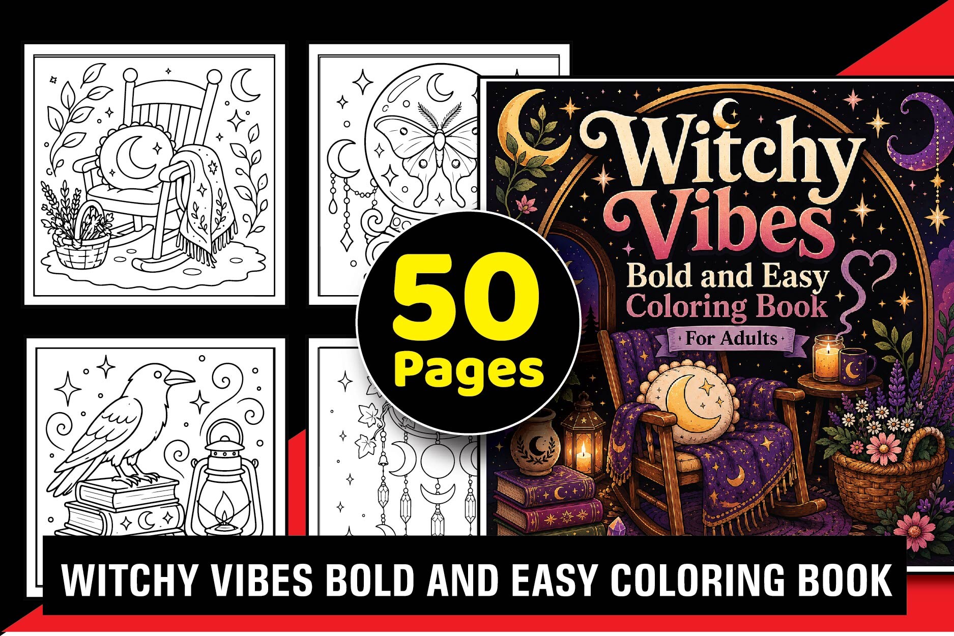 Witchy Vibes Coloring Book for Adults