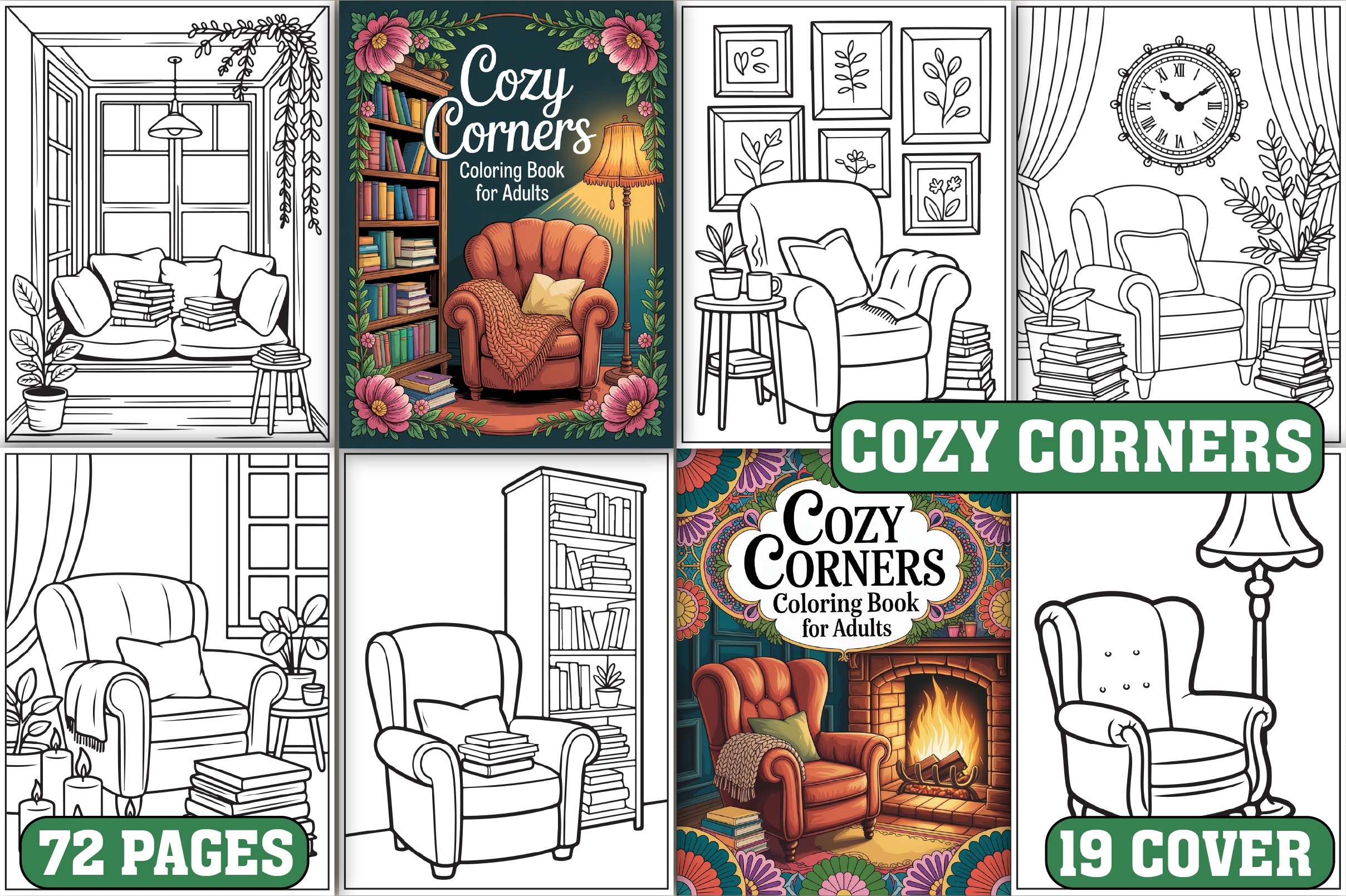 72 Cozy Corners Coloring Pages for Adult