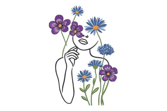Abstract Woman Face with Floral