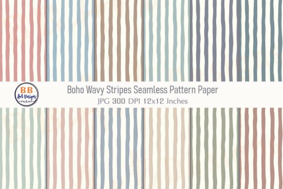 Boho Wavy Stripes Digital Paper Pattern