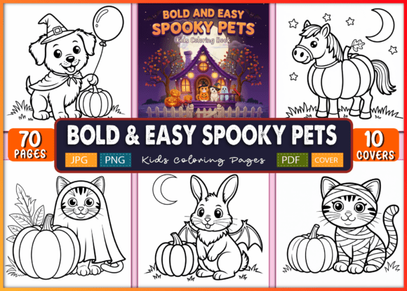 Bold & Easy Spooky Pets Coloring Pages