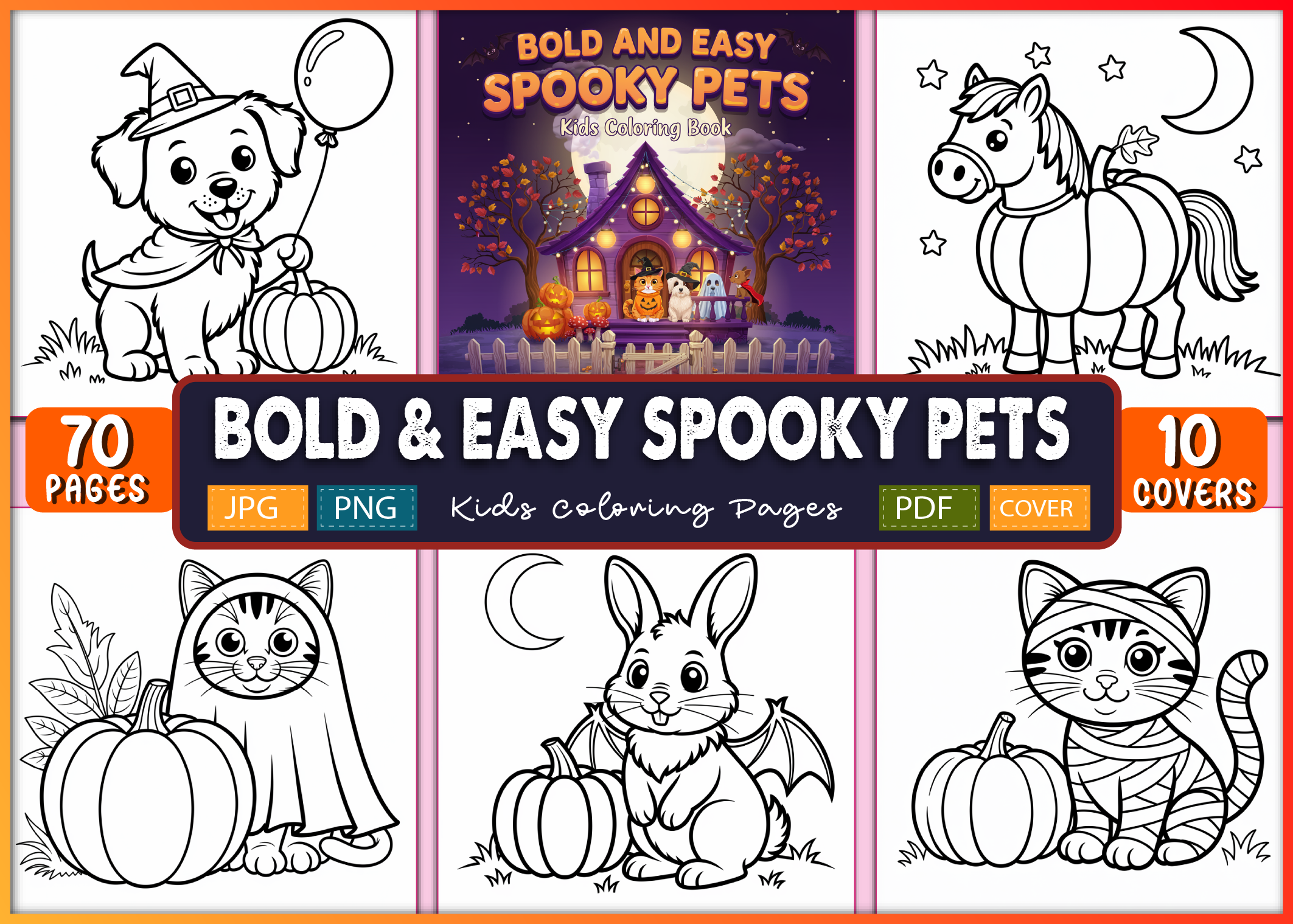 Bold & Easy Spooky Pets Coloring Pages