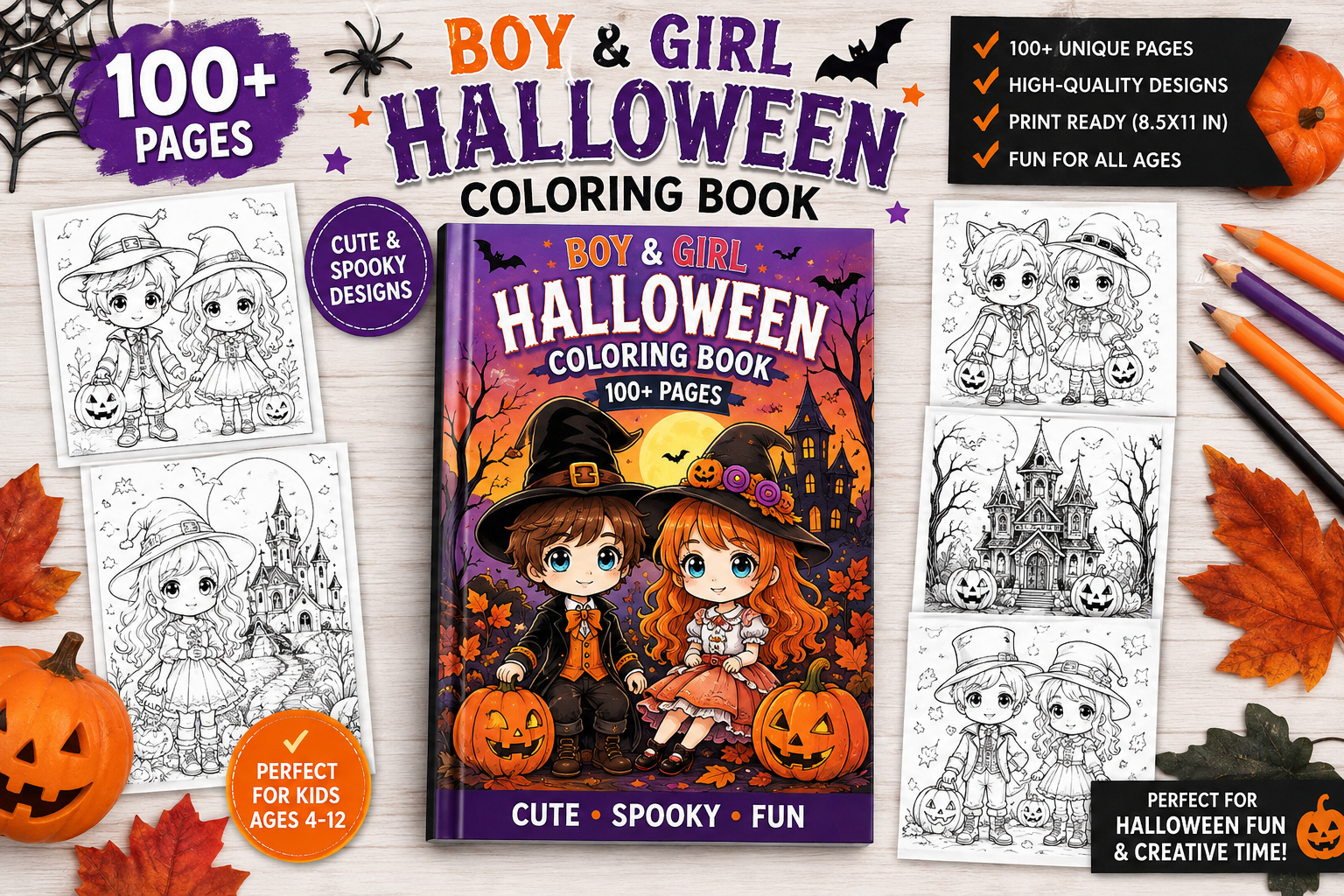 Boy & Girl Halloween Coloring Book KDP