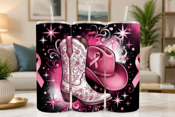 Breast Cancer Awareness Pink Cowboy Boot