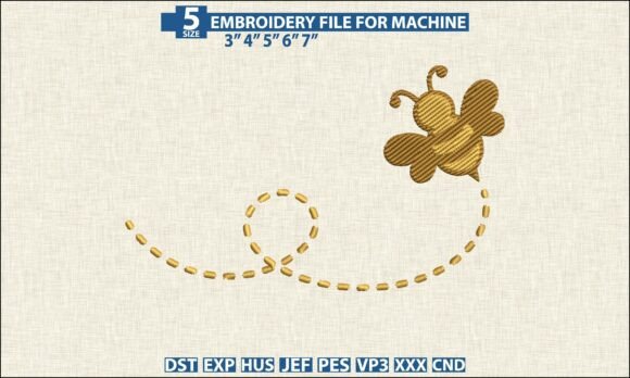 Bumble Bee Embroidery DST PES File