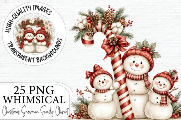Christmas Snowman Family Clipart Bundle