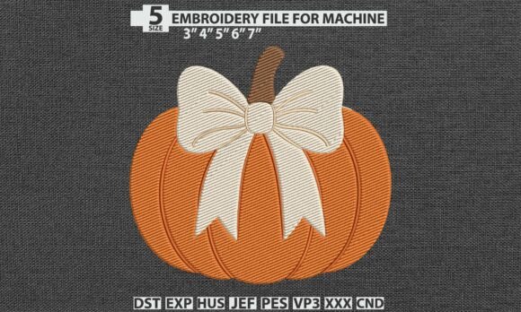 Coquette Pumpkin Bow Embroidery DST PES