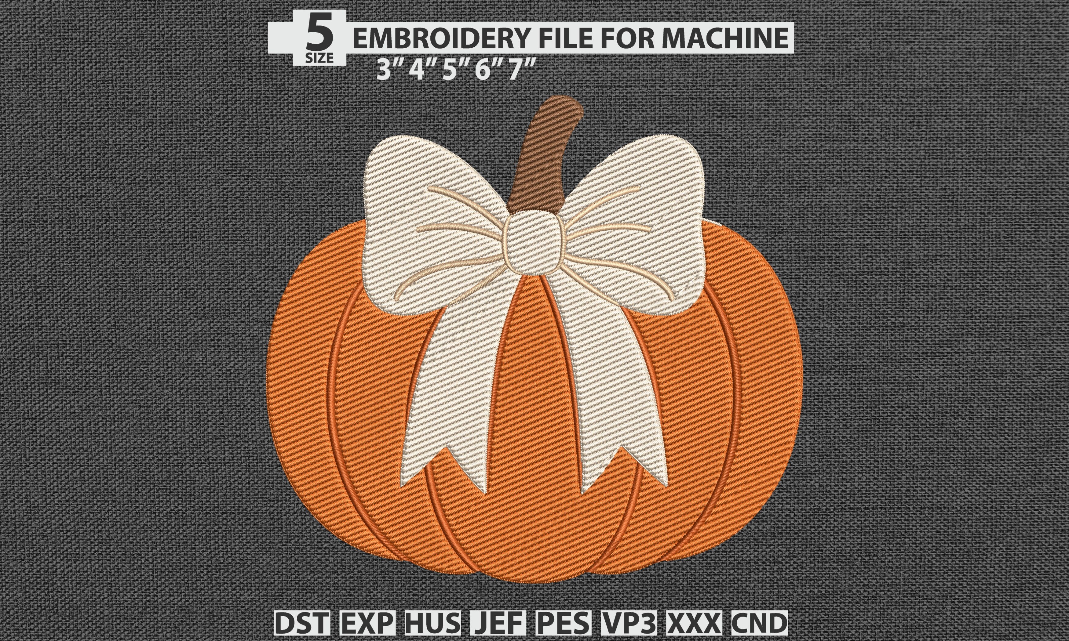 Coquette Pumpkin Bow Embroidery DST PES