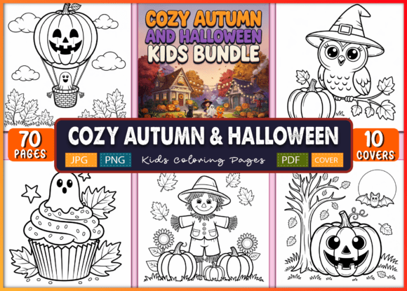 Cozy Autumn & Halloween Kids Coloring