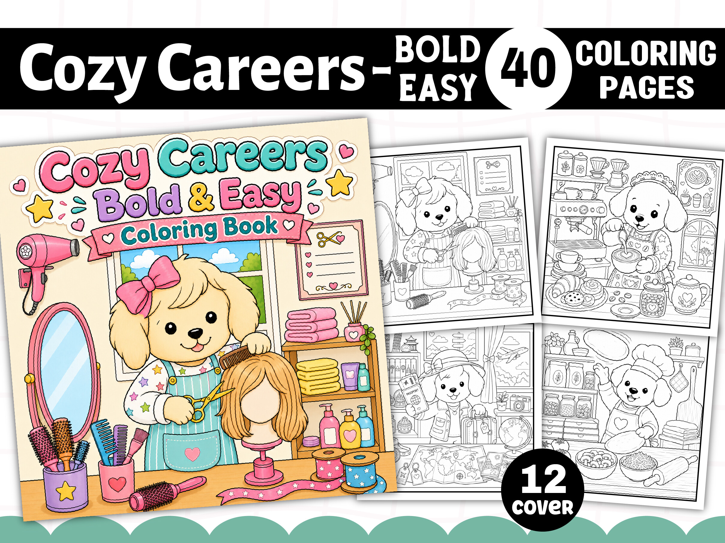 Cozy Careers Bold and Easy Coloring Book
