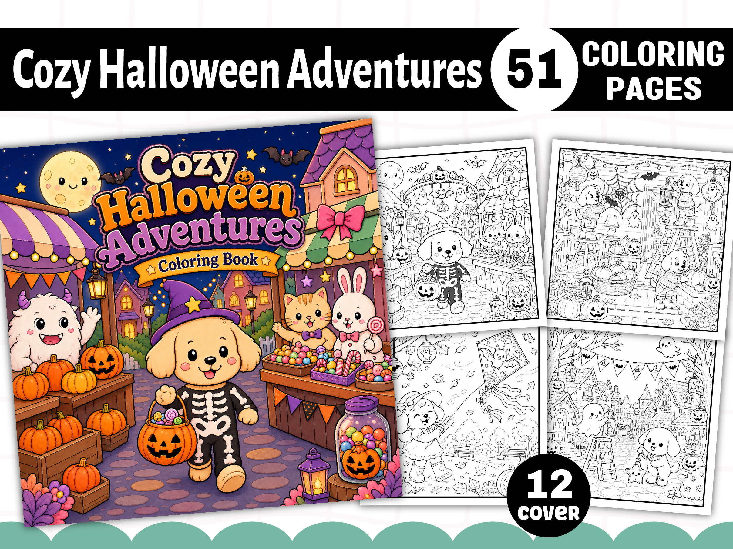 Cozy Halloween Adventures Coloring Book