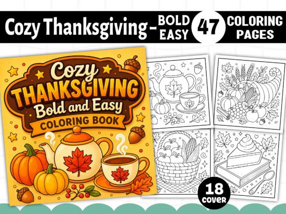 Cozy Thanksgiving Bold and Easy Coloring