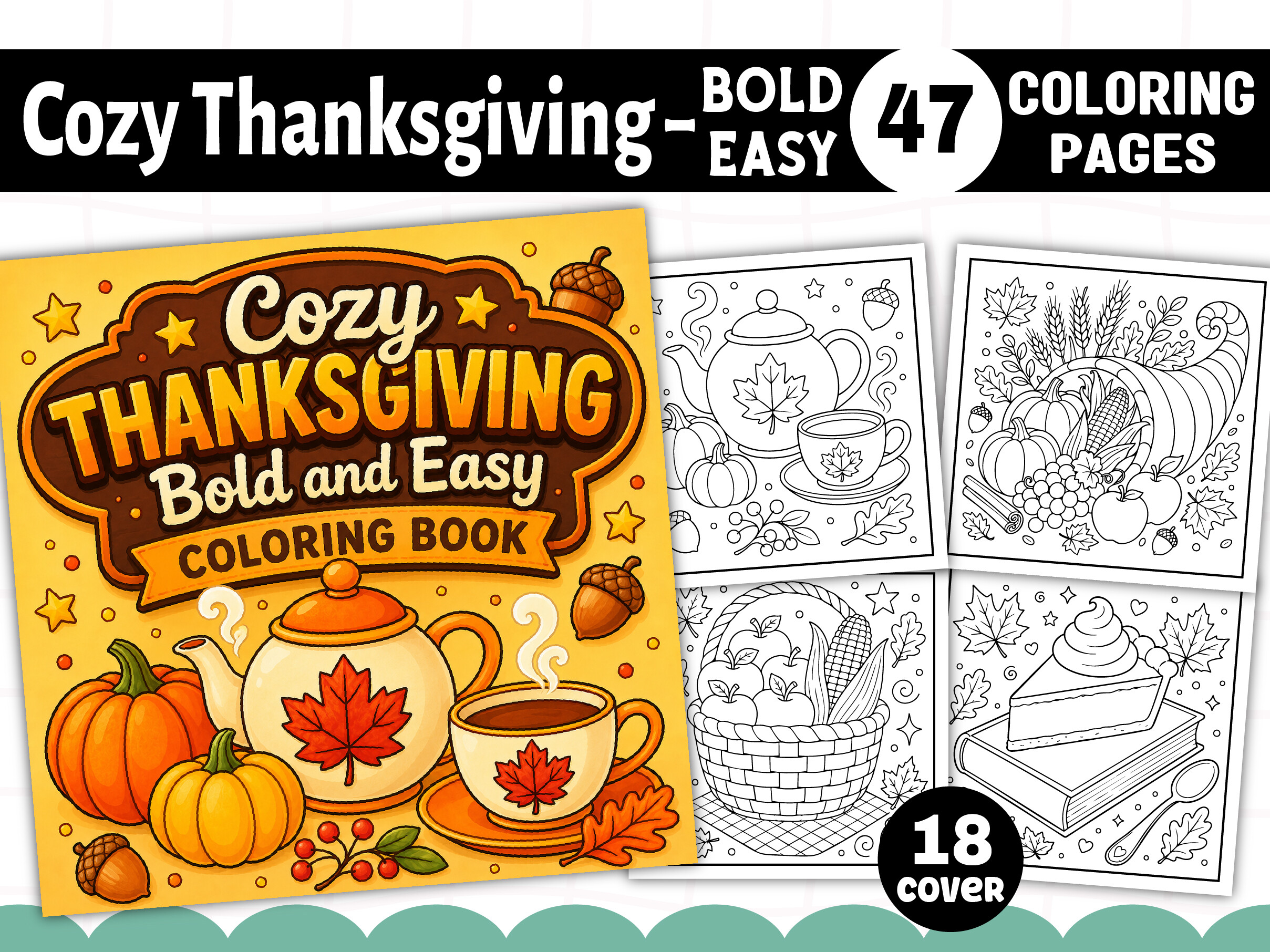 Cozy Thanksgiving Bold and Easy Coloring
