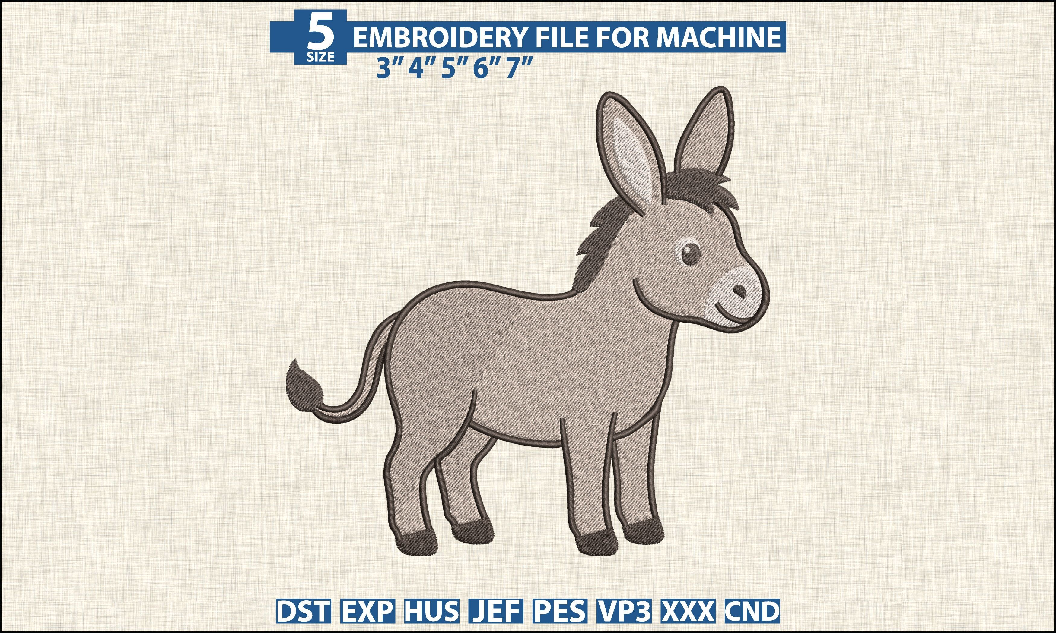Cute Donkey Embroidery DST PES File