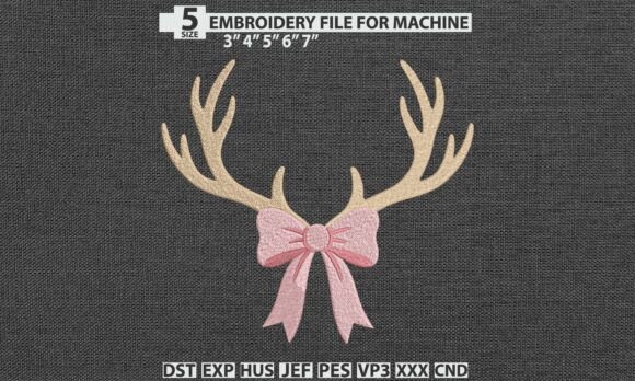 Deer Antlers Bow Embroidery DST PES File