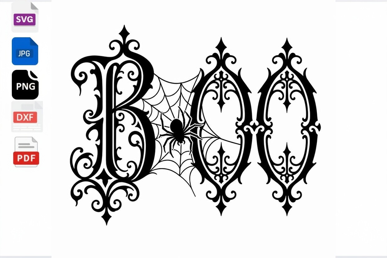 Gothic Boo Halloween SVG Spider Web