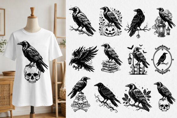Gothic Raven Halloween SVG Bundle