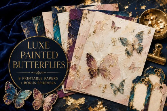Luxe Painted Butterflies Printable Paper