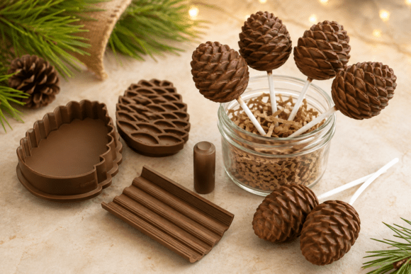 Pinecone Cake Pop Mold STL Files - Woodland Winter Treats - Image 1