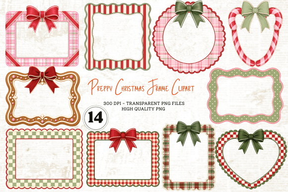 Preppy Christmas Frame Clipart