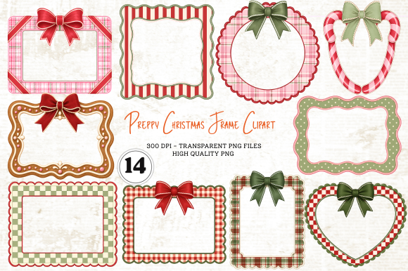 Preppy Christmas Frame Clipart