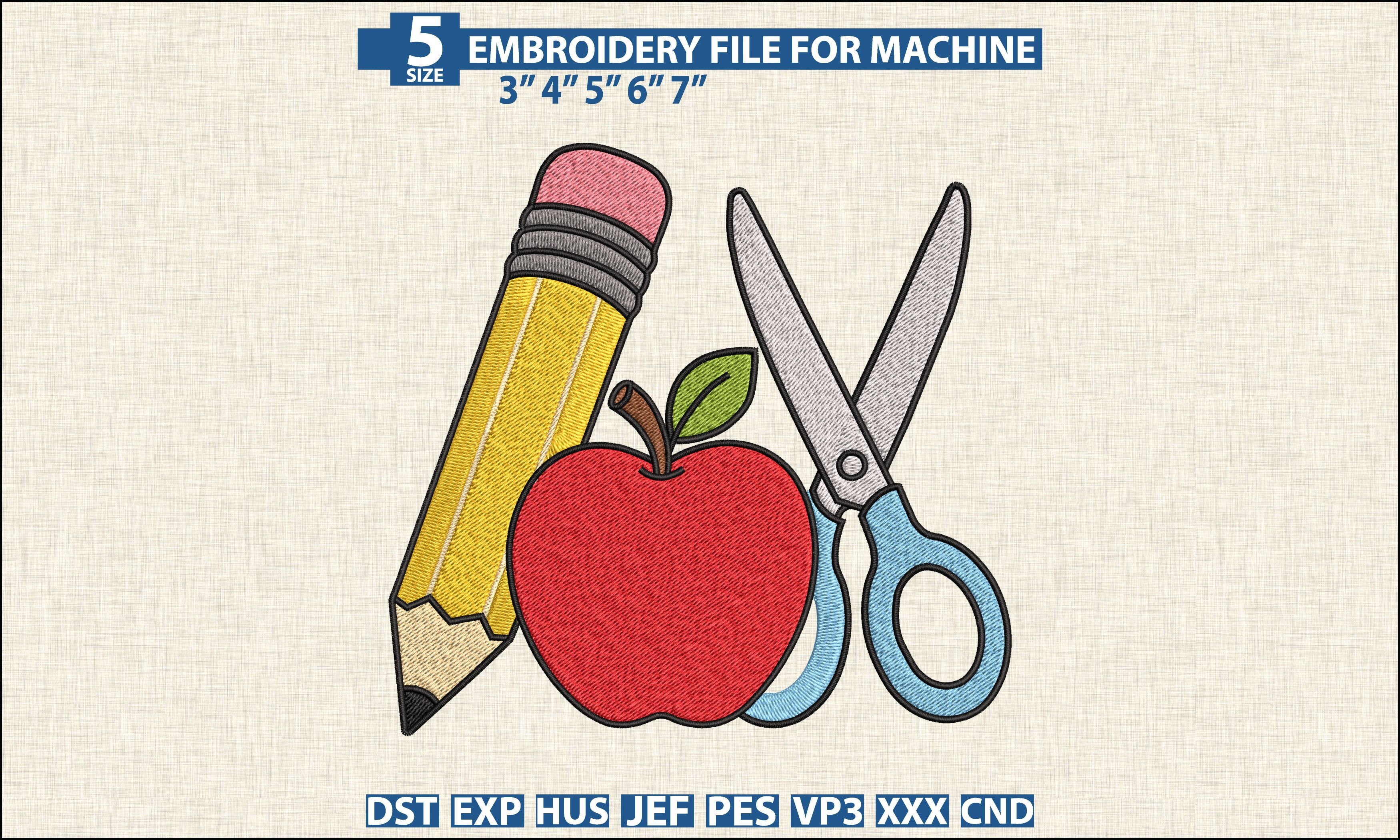 School Supplies Embroidery DST PES File