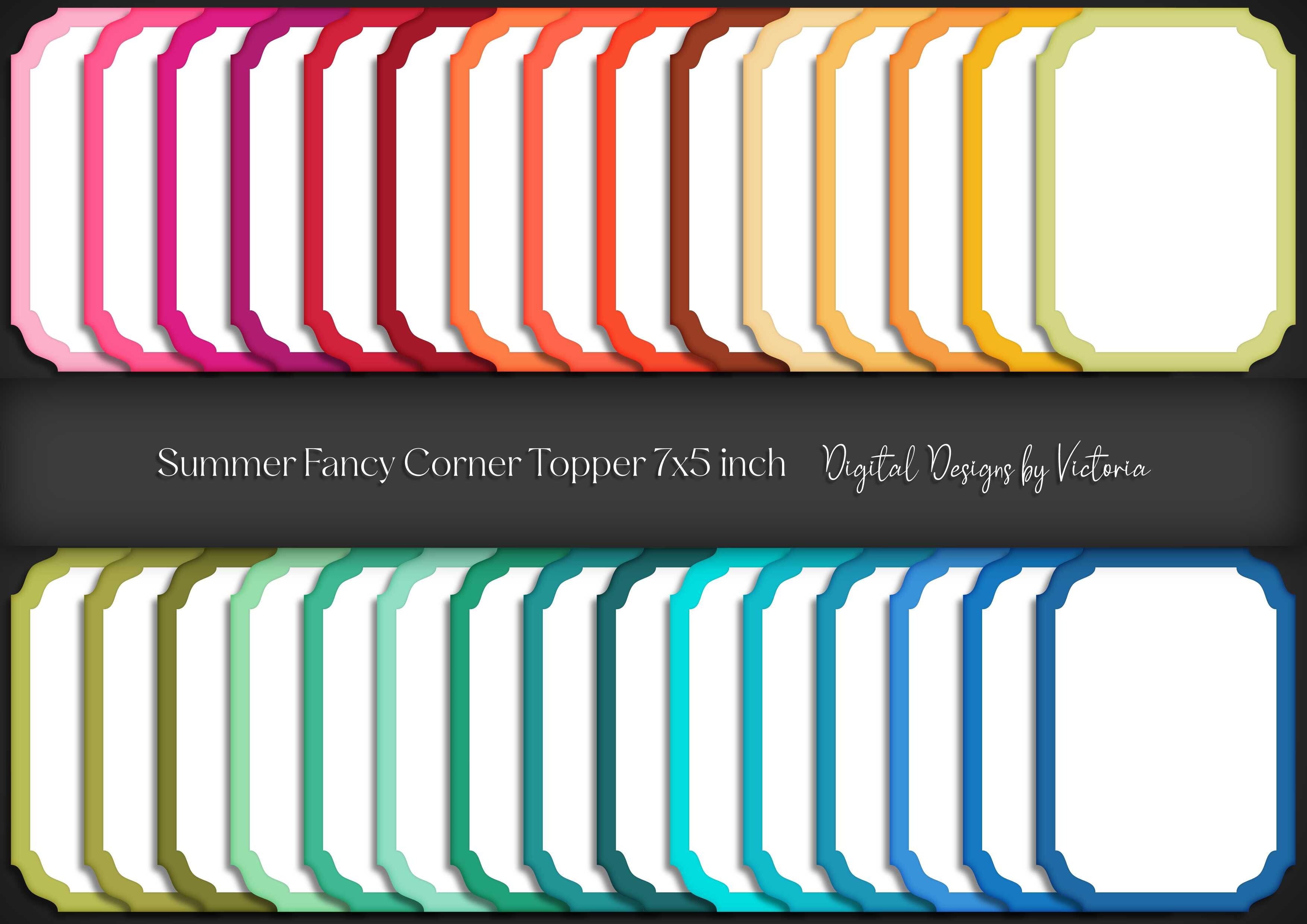 Summer Fancy Corner Topper 7x5 Inch