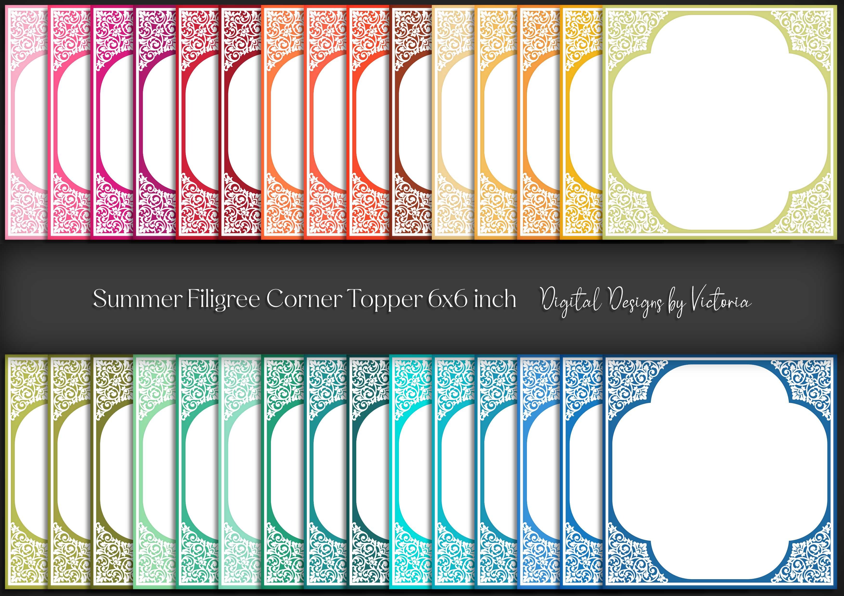 Summer Filigree Corner Topper 6x6 Inch