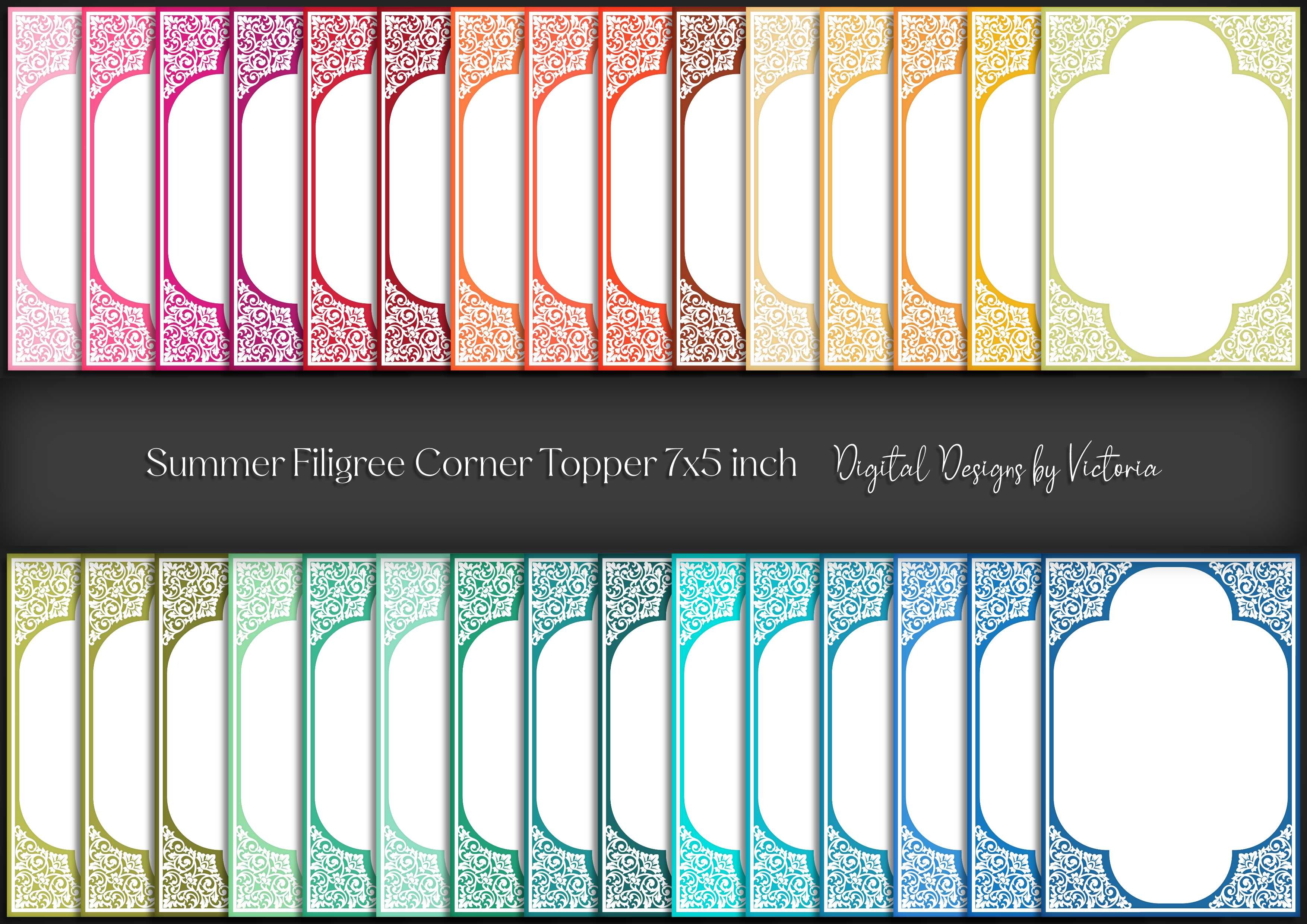 Summer Filigree Corner Topper 7x5 Inch