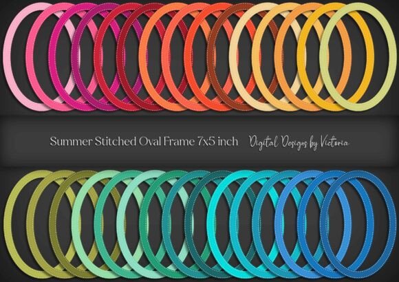 Summer Stitched Oval Frame 7x5 Inch