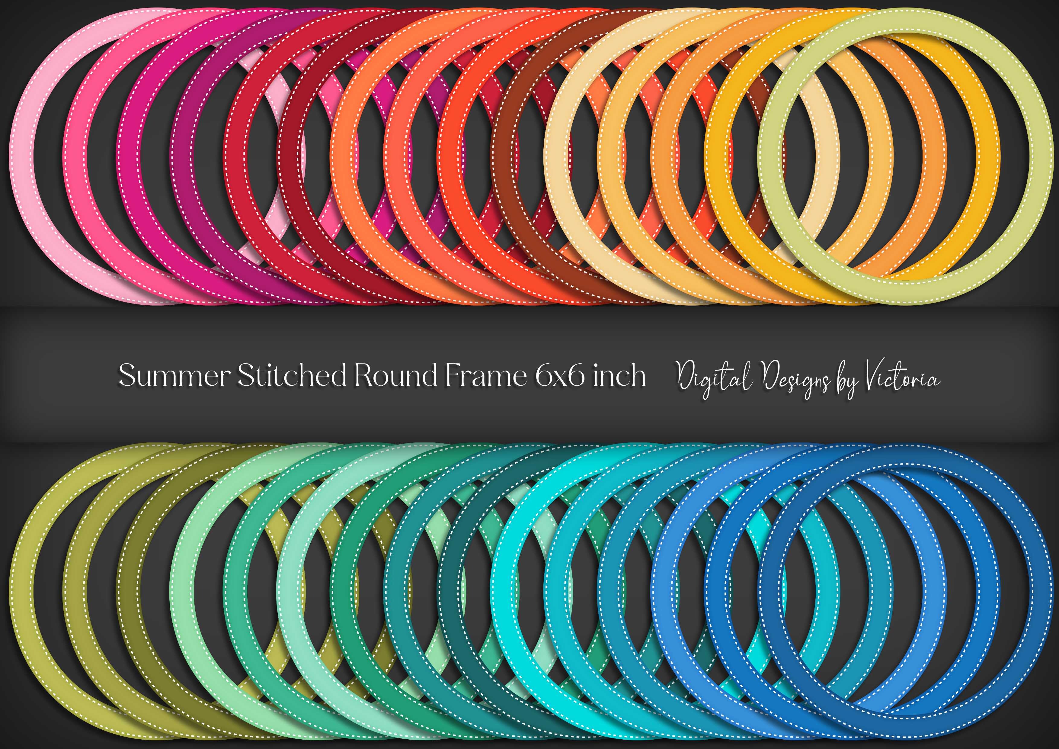 Summer Stitched Round Frame 6 Inch